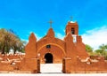 SAN PEDRO DE ATACAMA, CHILE - JANUARY 18, 2018: View of the catholic church. Copy space for text Royalty Free Stock Photo