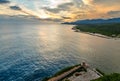 San Pedro de La Roca fort walls and Caribbean sea sunset view, Santiago De Cuba, Cuba