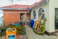 SAN PEDRO DE TIQUINA, BOLIVIA - MAY 11, 2015: House with reed objects in San Pedro village at the Tiquina strait at