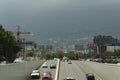 SAN PEDRO GARZA GARCIA, MEXICO - AUGUST 29, 2022: Cars in traffic jam on city street, aerial view Royalty Free Stock Photo