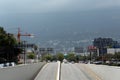 SAN PEDRO GARZA GARCIA, MEXICO - AUGUST 29, 2022: Cars in traffic jam on city street, aerial view Royalty Free Stock Photo