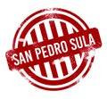 San Pedro Sula - Red grunge button, stamp