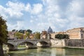 San Pietro basilica  and Sant angelo bridge in Rome Royalty Free Stock Photo