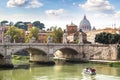 San Pietro basilica  and Sant angelo bridge  in Rome Royalty Free Stock Photo