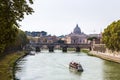 San Pietro basilica  and Sant angelo bridge  in Rome Royalty Free Stock Photo