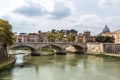 San Pietro  and Sant angelo bridge in Rome Royalty Free Stock Photo