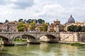 San Pietro  and Sant angelo bridge in Rome Royalty Free Stock Photo