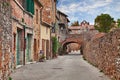 San Quirico d`Orcia, Siena, Tuscany, Italy: street in the ancient toen Royalty Free Stock Photo