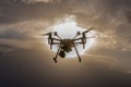 San Rafael, Argentina, november 6, 2020: big industrial drone flying at sunset