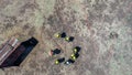 San Rafael, Argentina, november 21, 2020: firefighters meeting aerial view