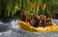 San Rafael, Mendoza - 2019-12-30: People rafting on Atuel River, one of the best places in the province for adventure tourism