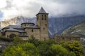 San Salvador Church in Torla, next to Ordesa y Monte Perdido Perdido National Park in the valley of Ordesa Royalty Free Stock Photo