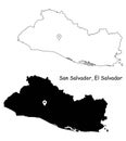 San Salvador El Salvador. Detailed Country Map with Location Pin on Capital City