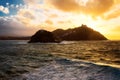 San Sebastian bay and Monte Igueldo at sunset in Basque Country, Spain Royalty Free Stock Photo