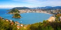 San Sebastian city, Spain, view of La Concha bay and Atlantic ocean Royalty Free Stock Photo