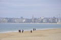 San Sebastian - Donostia, 14th april: Panoramic view Architecture along Playa La Concha Beach of Donostia- San Sebastian in Spain Royalty Free Stock Photo