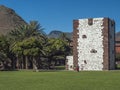 San Sebastian, La Gomera, Canary Islands, Spain, January 2, 2022: Square stone medieval tower Torre del Conde,15th