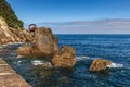 San Sebastian Ondarreta beach, La Concha bay.Cantabrian Sea, Basque Country, Spain, Euskadi, sculpture Royalty Free Stock Photo