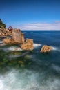 San Sebastian Ondarreta beach, La Concha bay.Cantabrian Sea, Basque Country, Spain, Euskadi, sculpture Royalty Free Stock Photo