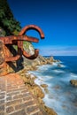 San Sebastian Ondarreta beach, La Concha bay.Cantabrian Sea, Basque Country, Spain, Euskadi, sculpture Royalty Free Stock Photo