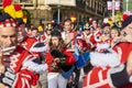 Soldiers playing flute and bagpipe in Tamborrada of San Sebastian. Basque Country, Spain.