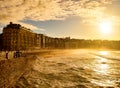 The Concha Beach of San Sebastian at sunset. Basque Country, Spain Royalty Free Stock Photo