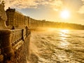 The Concha Beach of San Sebastian at sunset. Basque Country, Spain Royalty Free Stock Photo