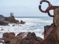 The Comb of the Wind Peine del viento/Haizearen orrazia sculpture of Eduardo Chillida, San Sebastian Royalty Free Stock Photo