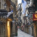 San Sebastian, Spain -  the narrow streets and Pintxo bars of Parte Vieja in the early morning Royalty Free Stock Photo