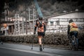 SAN SEBASTIAN, SPAIN - Nov 10, 2019: Disabled playing a race in the rain