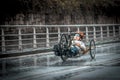 SAN SEBASTIAN, SPAIN - Nov 10, 2019: Disabled playing a race in the rain