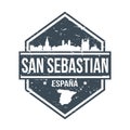 San Sebastian Spain Travel Stamp Icon Skyline City Design Tourism. Seal Passport Vector.