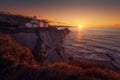 San Telmo chapel in Zumaia at sunset Royalty Free Stock Photo