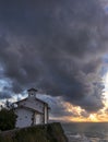 San Telmo chapel in Zumaia at sunset. Basque Country Royalty Free Stock Photo