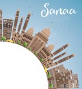 Sanaa (Yemen) Skyline with Brown Buildings and Copy Space. Royalty Free Stock Photo