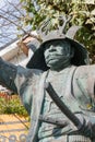 Sanada Yukimura Statue at Sanko Shrine in Tennoji, Osaka, Japan. He was the leading general on the Royalty Free Stock Photo