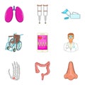 Sanative icons set, cartoon style Royalty Free Stock Photo