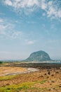 Sanbangsan Mountain and beach, Jeju Olle Trail in Jeju Island, Korea