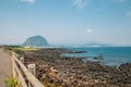 Sanbangsan Mountain and beach, Jeju Olle Trail in Jeju island, Korea