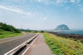 Sanbangsan Mountain and coastal road, Jeju Olle Trail in Jeju Island, Korea