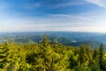 Sance dam and many hills on czech - slovakian borderlands from Lysa hora hiill in Moravskoslezske Beskydy mountains in Czech