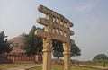 sanchi stupa gate ( toranas of sanchi stupa) at Sanchi Royalty Free Stock Photo