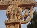 sanchi stupa gate ( toranas of sanchi stupa) at Sanchi Royalty Free Stock Photo