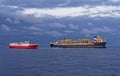 The Sanco Swift Seismic Source Vessel on Close Pass Operations near to the Alvheim FPSO