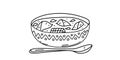 Sancocho in hand drawn doodle style. Traditional soup of Panama. Vector illustration.