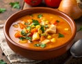 Sancocho, a soup made with chicken, vegetables, and corn generative ai Royalty Free Stock Photo