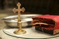 The Sanctification Cross for the baptism. Royalty Free Stock Photo