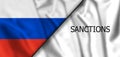 Sanctions against Russia flag imposed by Western countries. The concept on the topic of sanctions in Russia. 3d