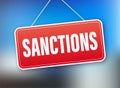 Sanctions prohibitive red sign on white background. Vector illustration