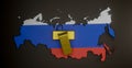 Sanctions on Russia. Sanctions on Russian gold. Russia map and flag. 3D work and 3D illustration